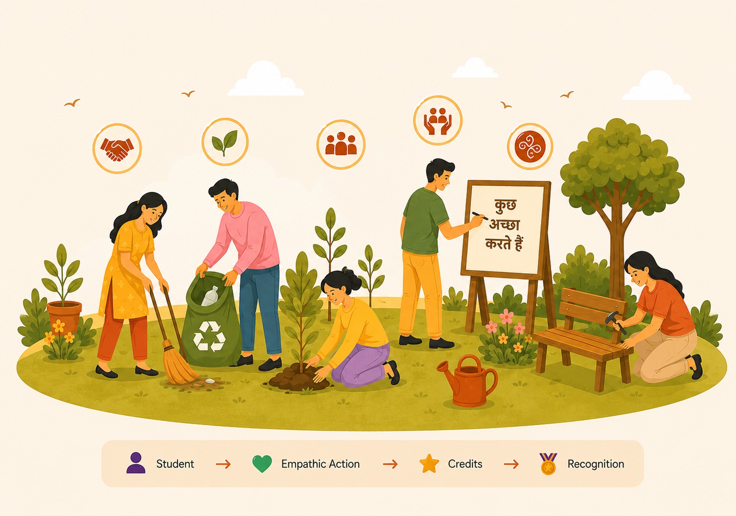 Community helping illustration